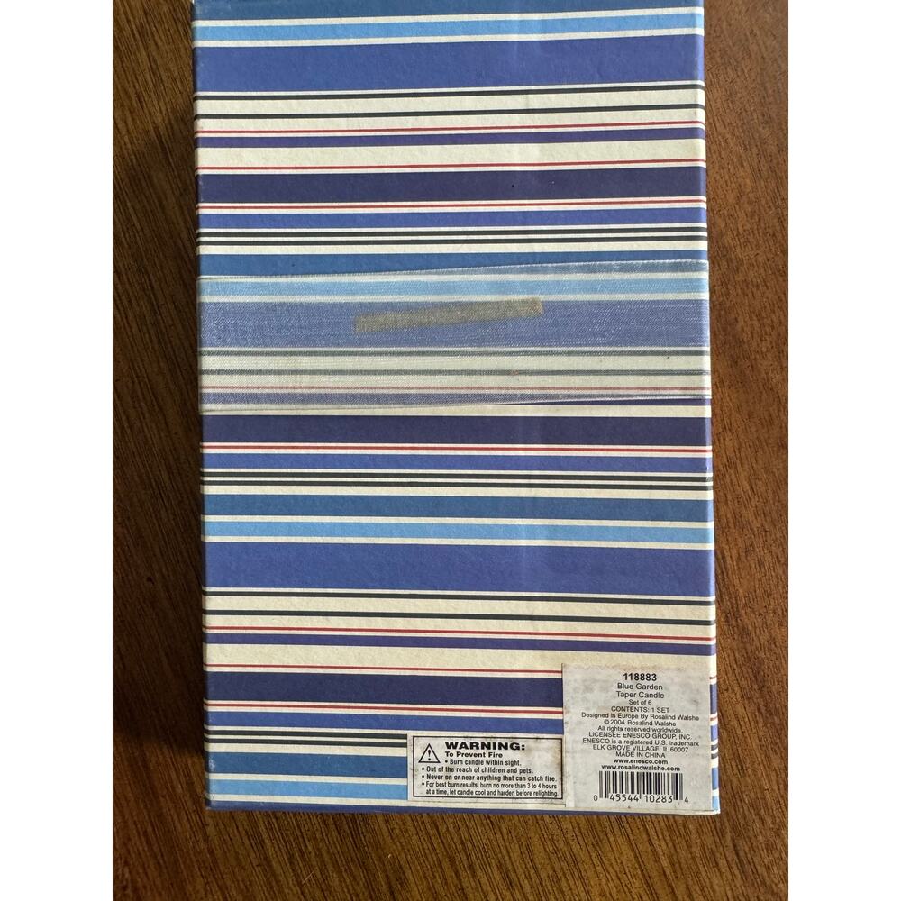 NEW Enesco Y2K Blue Floral Taper Candles Rosalind Walshe Set of 6 Gift Box - Picture 4 of 9